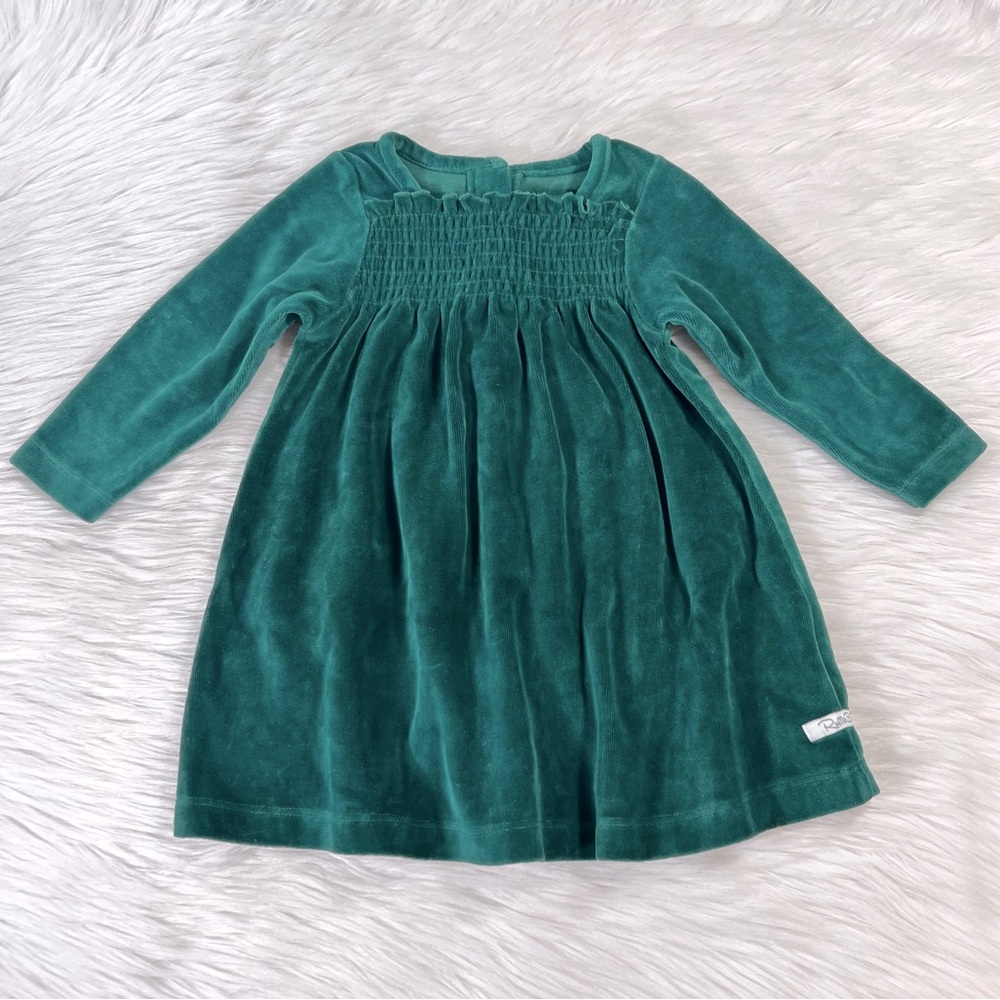 Ruffle Butts dark green velvet dress, size 2T